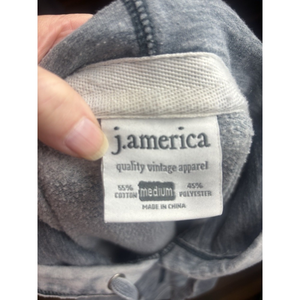 J America Acid Wash Grey Hoodie M Oversized Kangaroo Pocket MITTEN BREWING CO - Picture 8 of 10